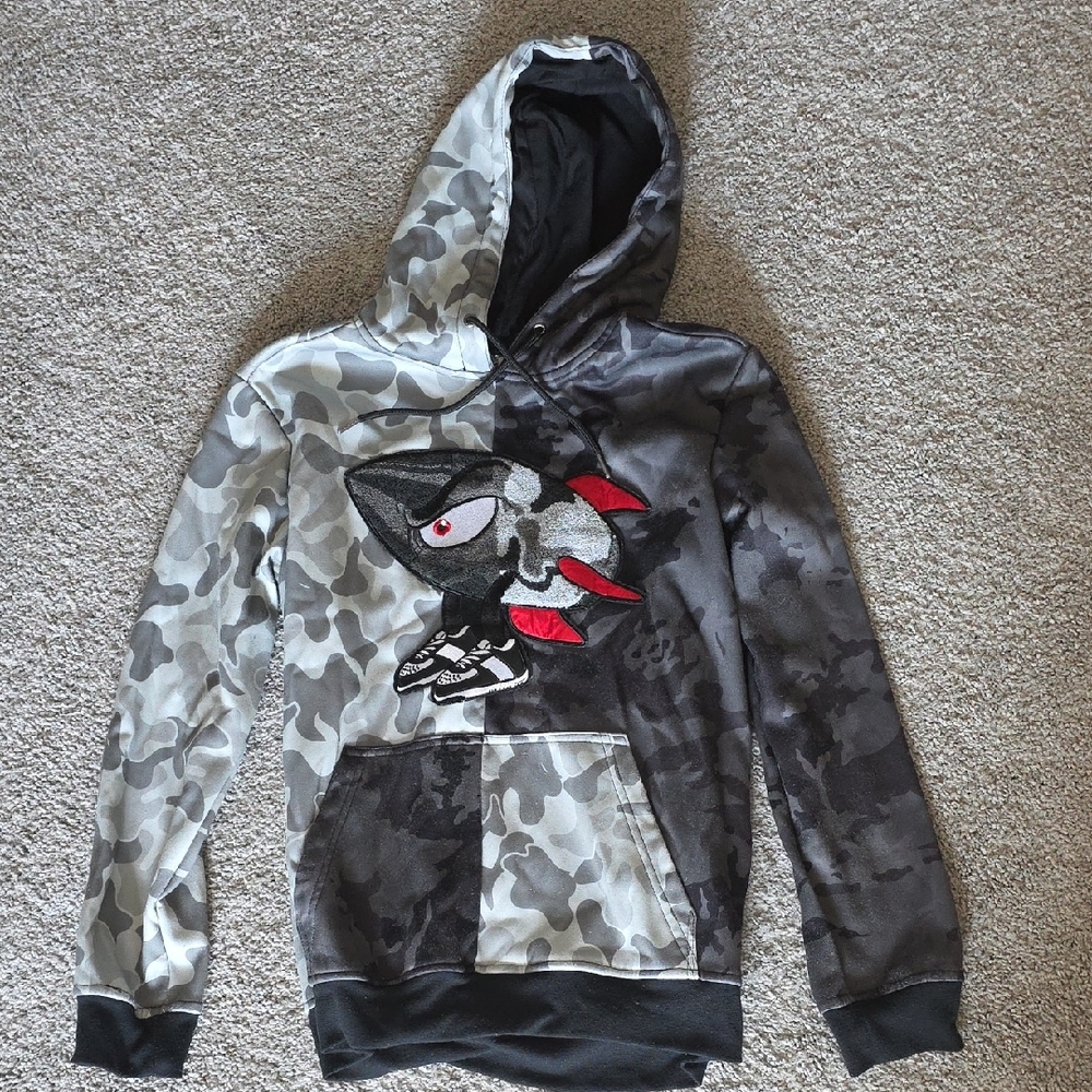 Reason Black & Gray Camo Hoodie – Small | Graphic Streetwear, Rocket Design